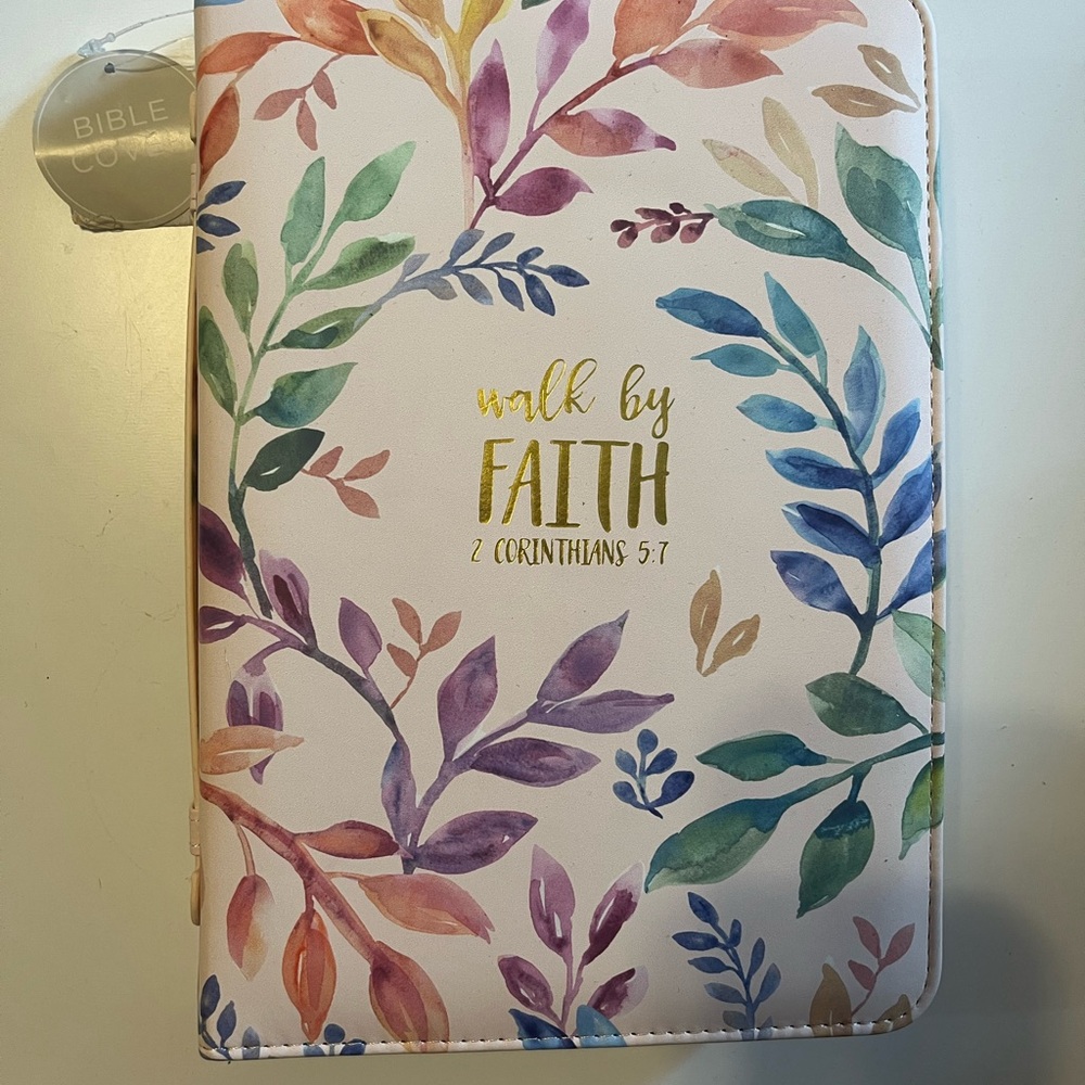 Eccolo Floral Zipper Bible Cover with Gold Scripture Text